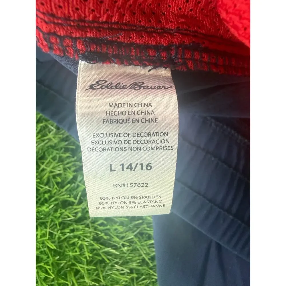 Eddie Bauer Kids Convertible Hiking Pants Sz L 14/16 Navy Zip Off Shorts Outdoor